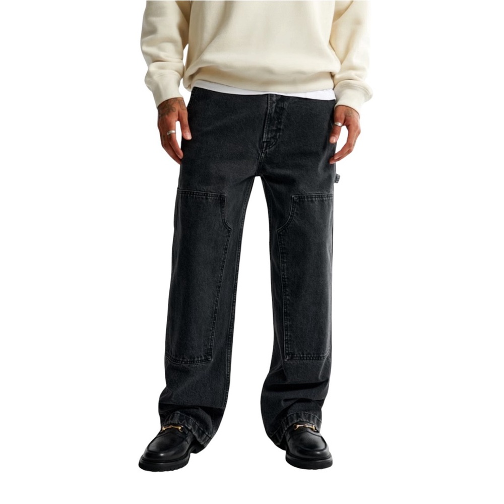 A&F Baggy Workwear Jean Black Relaxed Carpenter Jeans